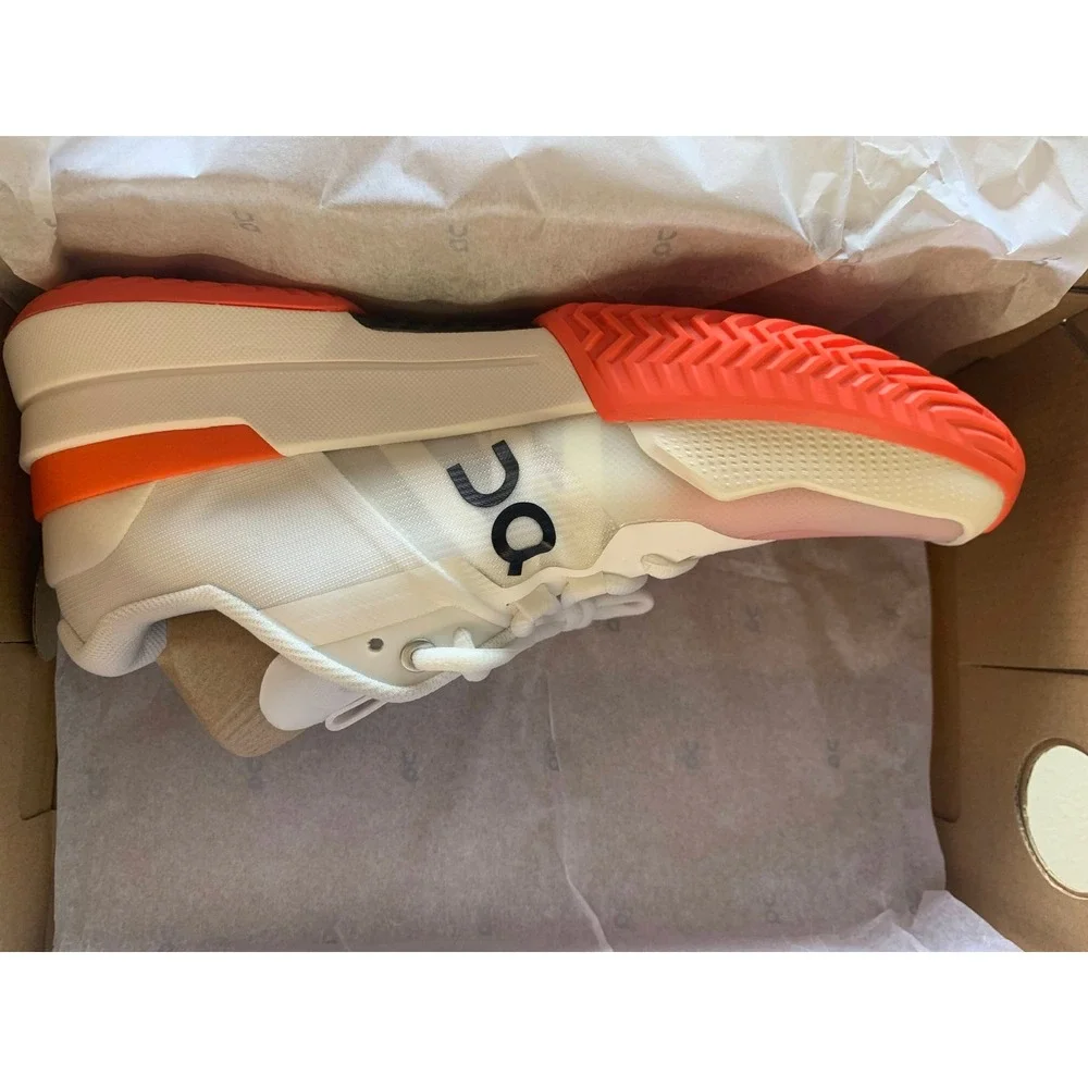 On Running Women's Roger Pro White Pink Orange Tennis Shoes